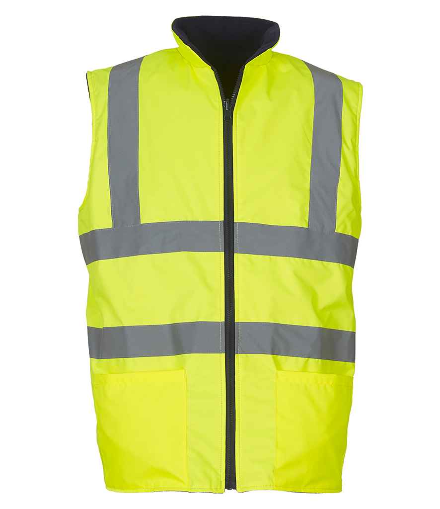 [YK061 YEL S] Yoko Hi-Vis Reversible Fleece Bodywarmer (S, Yellow)