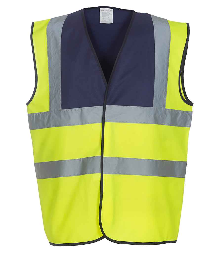 [YK102 NV/YL S] Yoko Hi-Vis Two Band and Braces Waistcoat (S, Navy/Yellow)