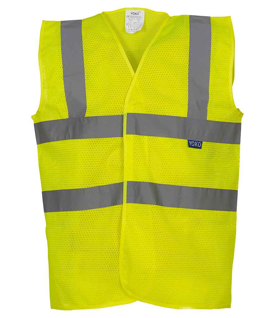 [YK104 YEL M] Yoko Top Cool Open Mesh Waistcoat (M, Yellow)