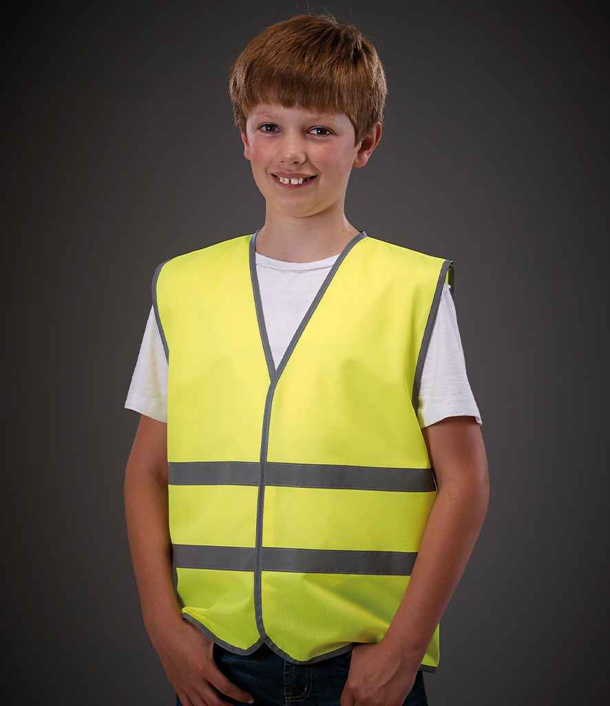 [YK106B YEL S] Yoko Kids Hi-Vis Two Band Waistcoat (S, Yellow)