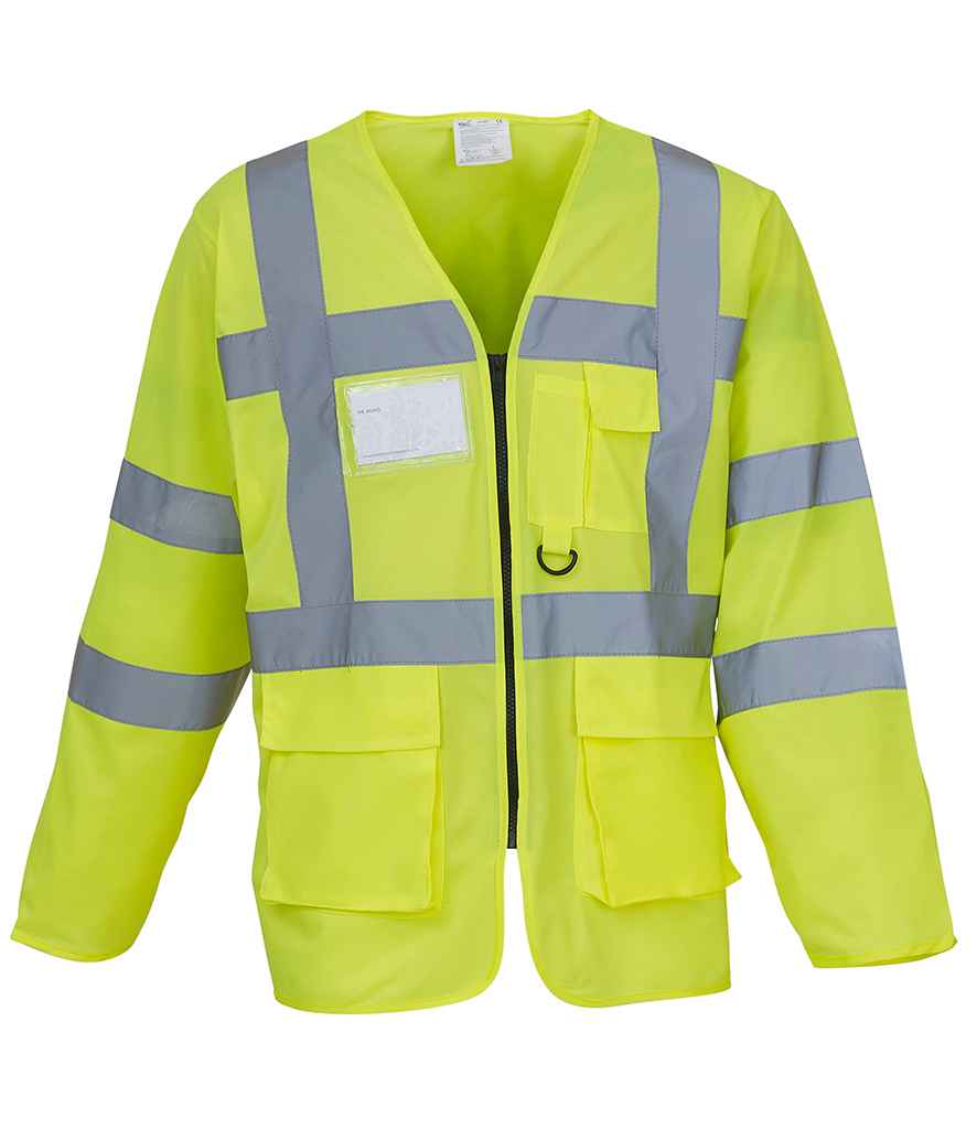[YK108 YEL S] Yoko Hi-Vis Executive Long Sleeve Waistcoat (S, Yellow)