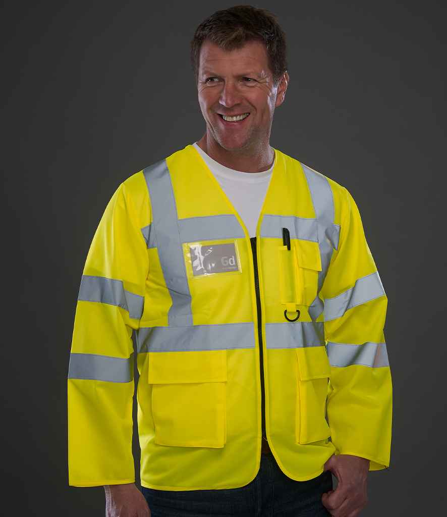 [YK108 YEL S] Yoko Hi-Vis Executive Long Sleeve Waistcoat (S, Yellow)