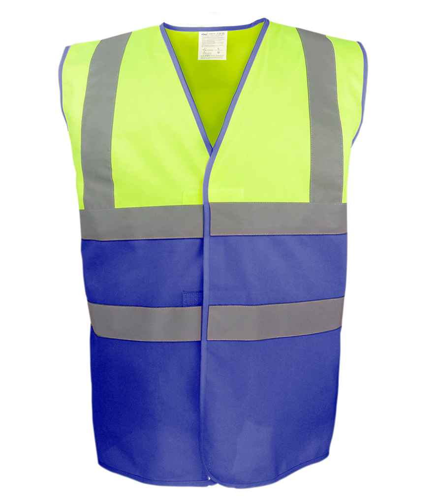 [YK111 YL/RY S] Yoko Two Tone Waistcoat (S, Yellow/Royal Blue)