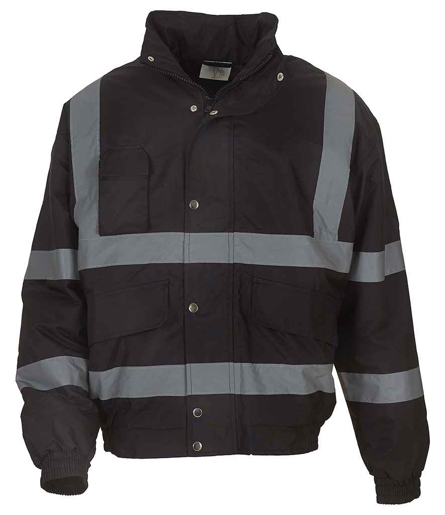 [YK200 BLK S] Yoko Hi-Vis Classic Bomber Jacket (S, Black)