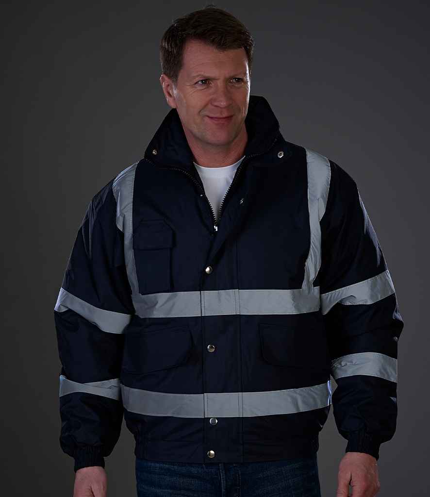[YK200 BLK S] Yoko Hi-Vis Classic Bomber Jacket (S, Black)