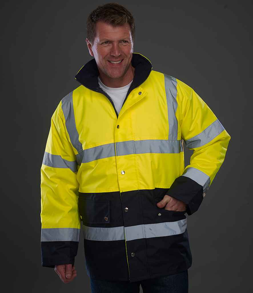 [YK204 OR/NV S] Yoko Hi-Vis Two Tone Motorway Jacket (S, Orange/Navy)