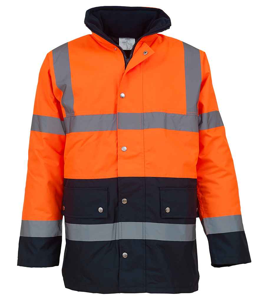 [YK204 OR/NV S] Yoko Hi-Vis Two Tone Motorway Jacket (S, Orange/Navy)