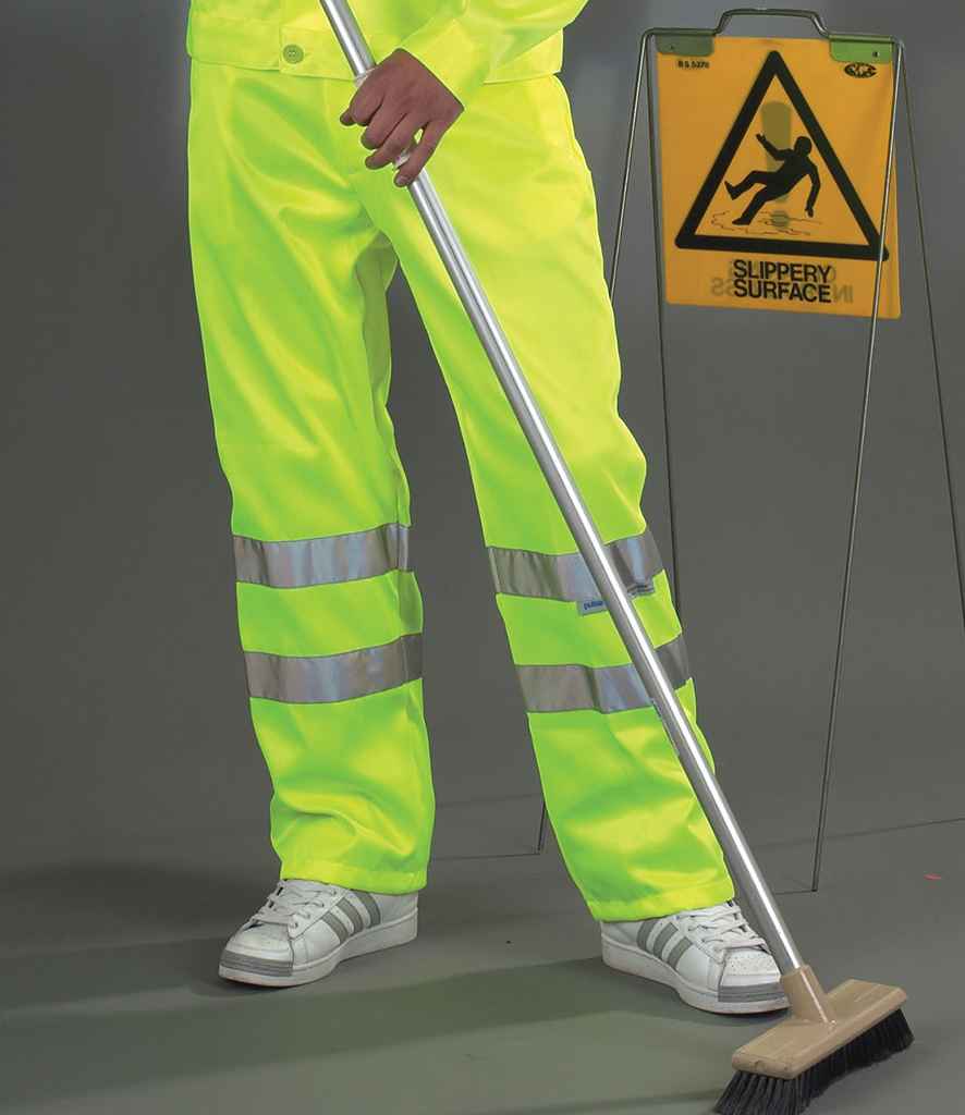 [YK300 YEL 30/R] Yoko Hi-Vis Poly/Cotton Work Trousers (30/R, Yellow)