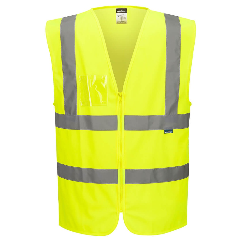 [C371YERXS] Hi-Vis Zip Band & Brace Vest (XS, Yellow)