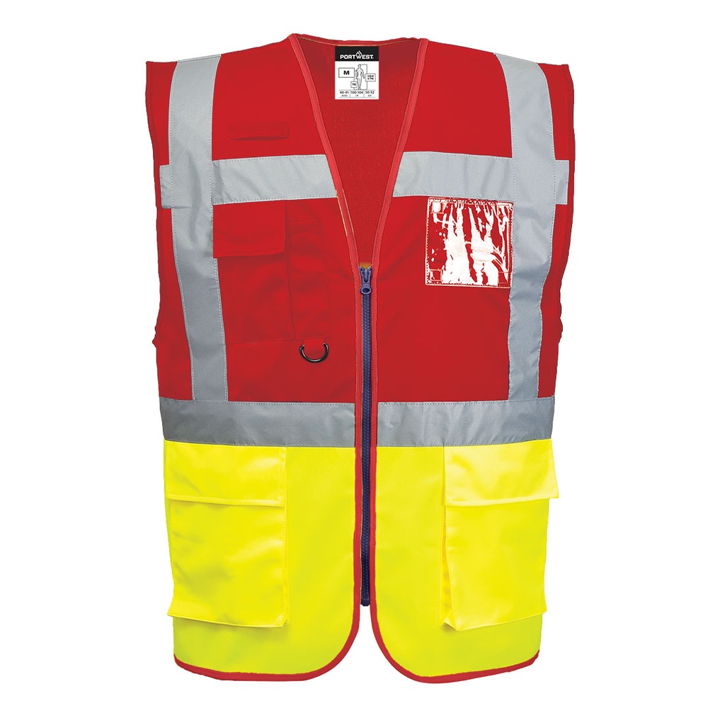 [C276YREXS] Paris Hi-Vis Contrast Executive Vest (Yellow/Red, XS)