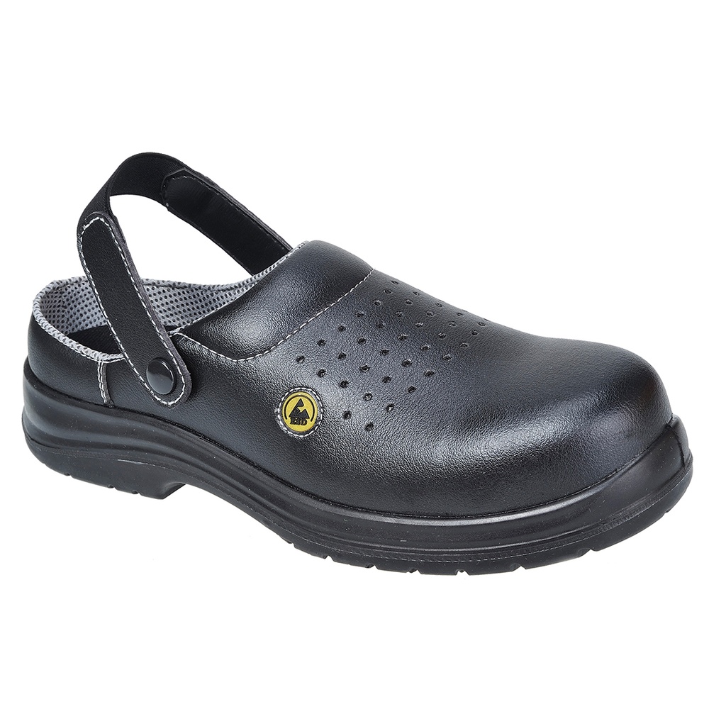 [FC03BKR35] Composite Microfibre Clog SB ESD SRC A E FO (Black, 35)
