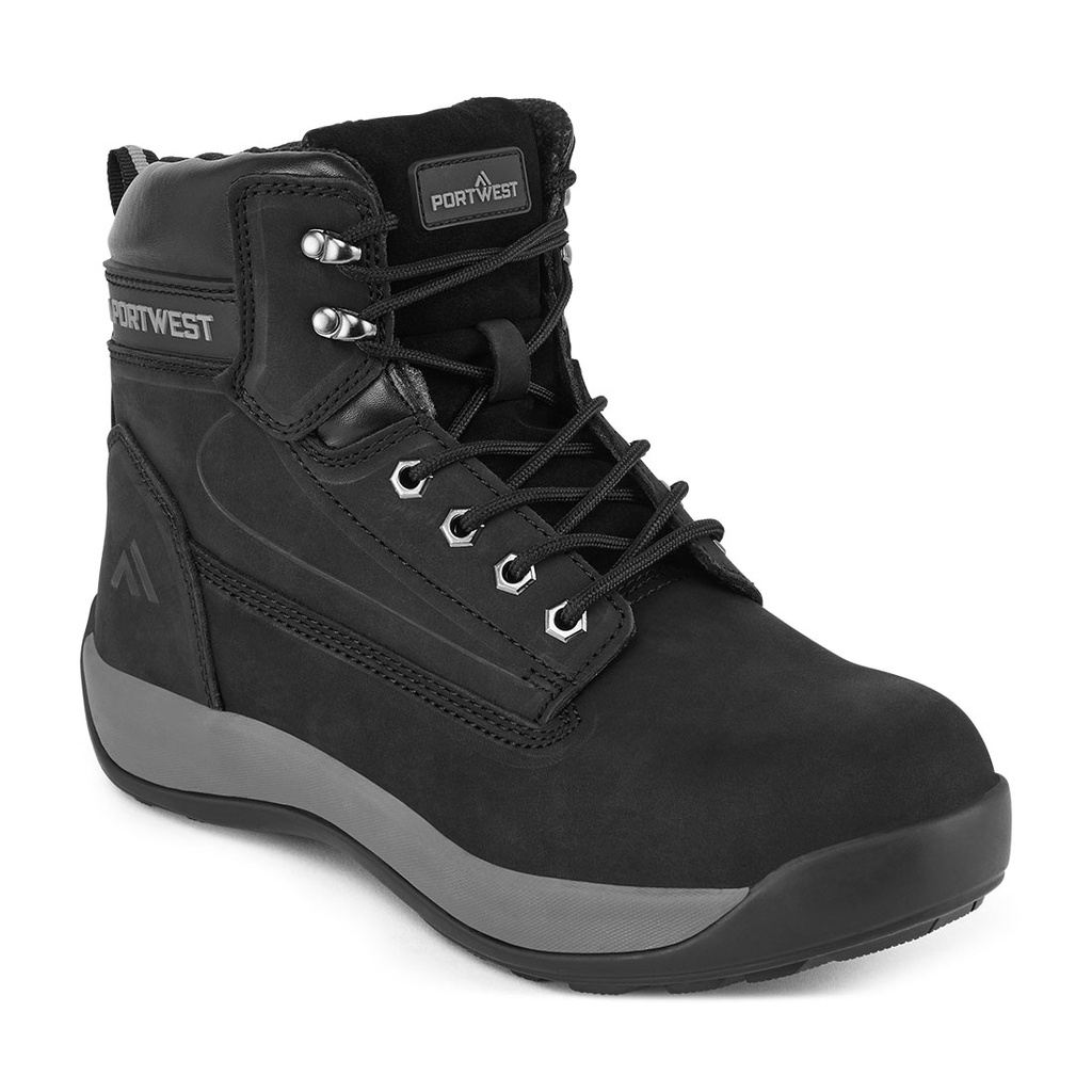 [FW32BKR39] Steel Nubuck Leather Mid Boot S3 HRO (Black, 39)