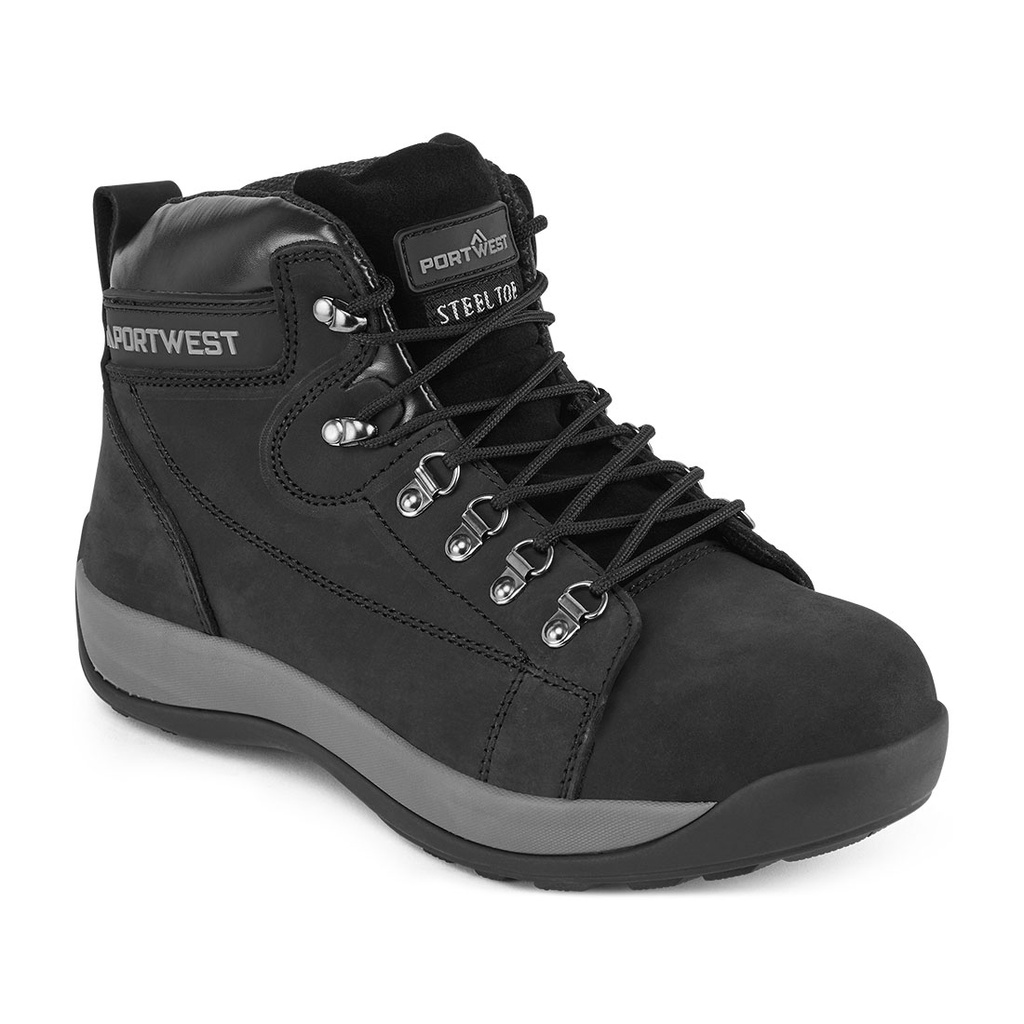 [FW31BKR38] Steel Nubuck Leather Mid Boot SB HRO (Black, 38)