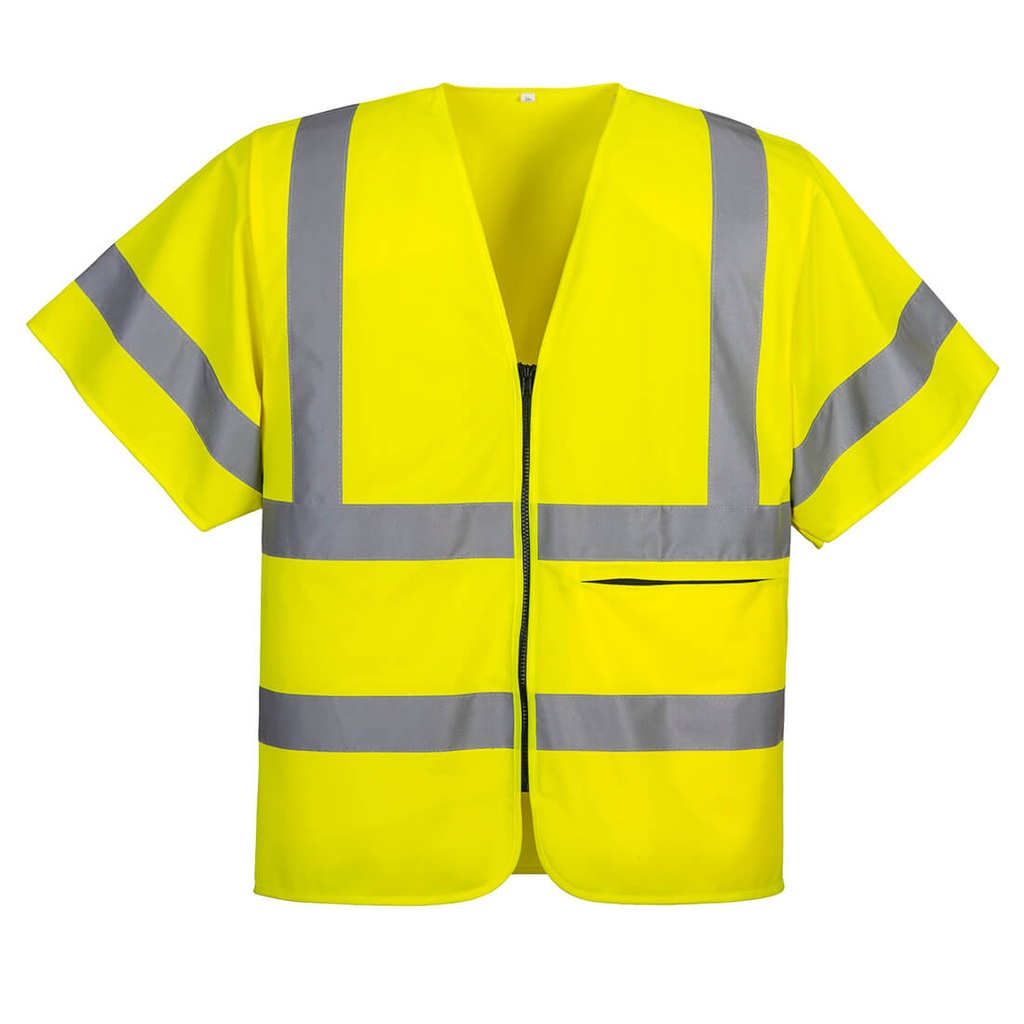[C372YERXS] Hi-Vis Band and Brace Zip Vest S/S (XS, Yellow)