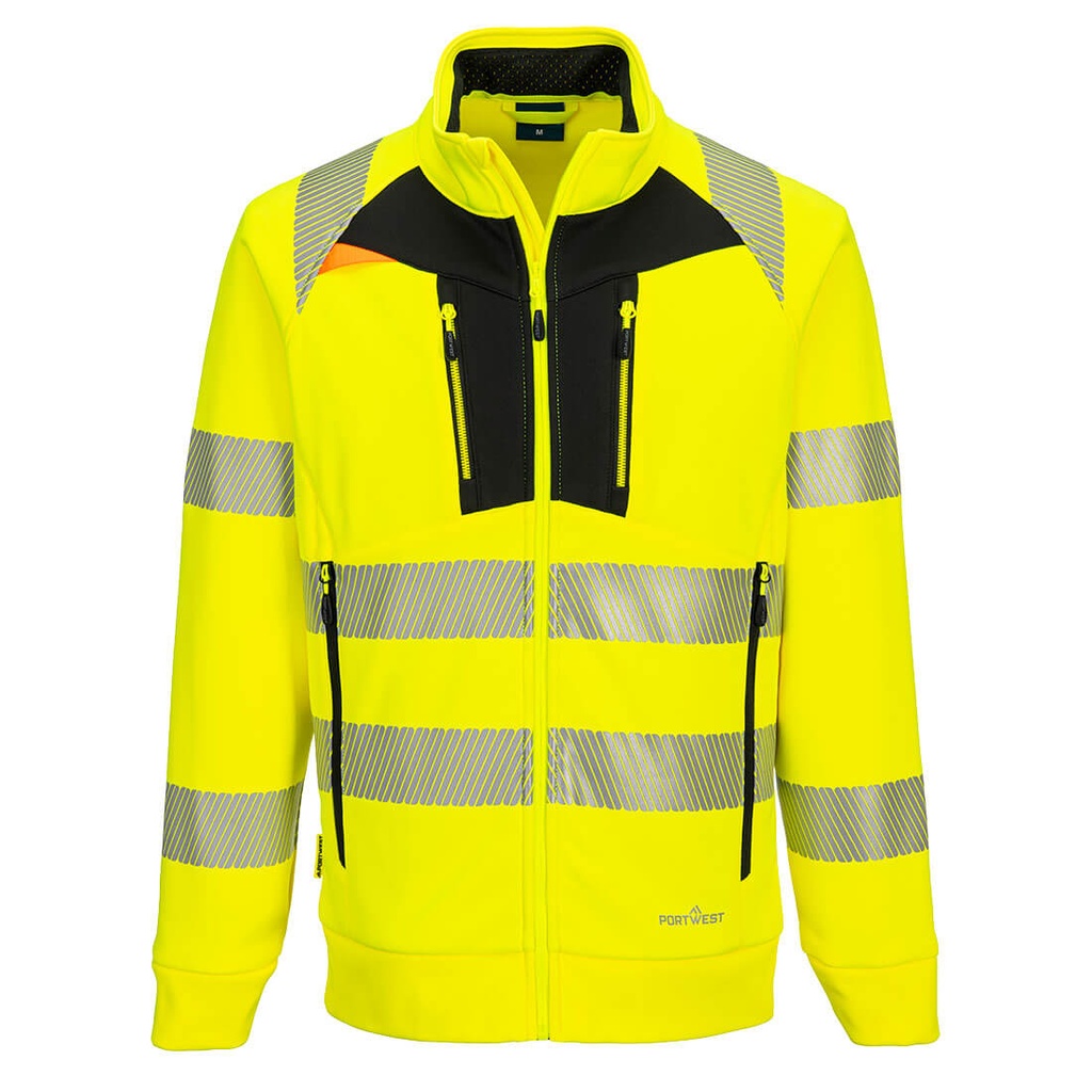 [DX477YBRS] DX4 Hi-Vis Funnel Neck Zipped Sweatshirt (S, Yellow/Black)