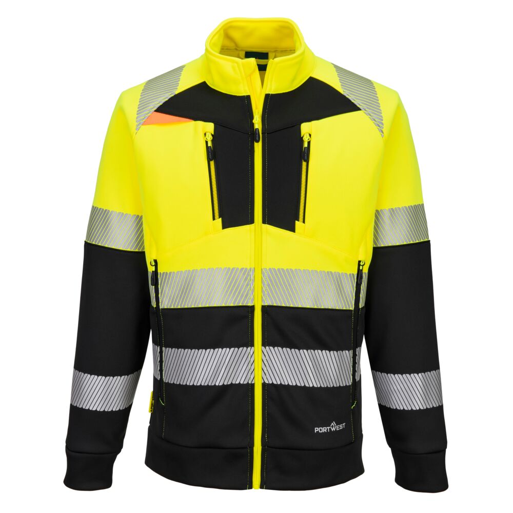 [DX490YBRS] DX4 Hi-Vis Class 1 Funnel Neck Zipped Sweatshirt (S, Yellow/Black)