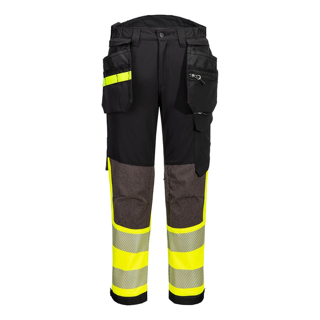 [EV442YBR28] EV4 Hi-Vis Stretch Detachable Holster Class 1 Trousers (28, Yellow/Black)