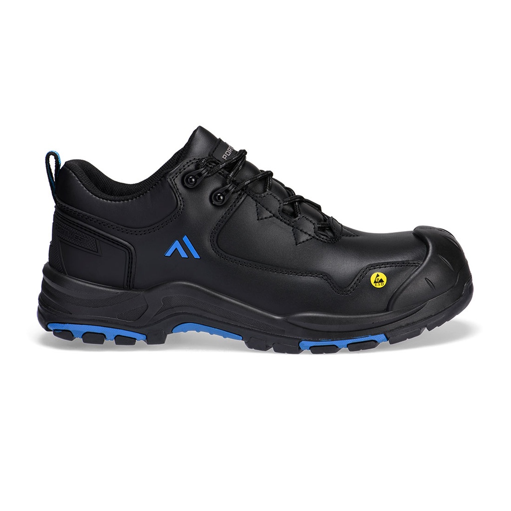 [FC19BKB35] Composite Action Leather Low Shoe S3S ESD HRO SR SC FO (35, Black/Blue)