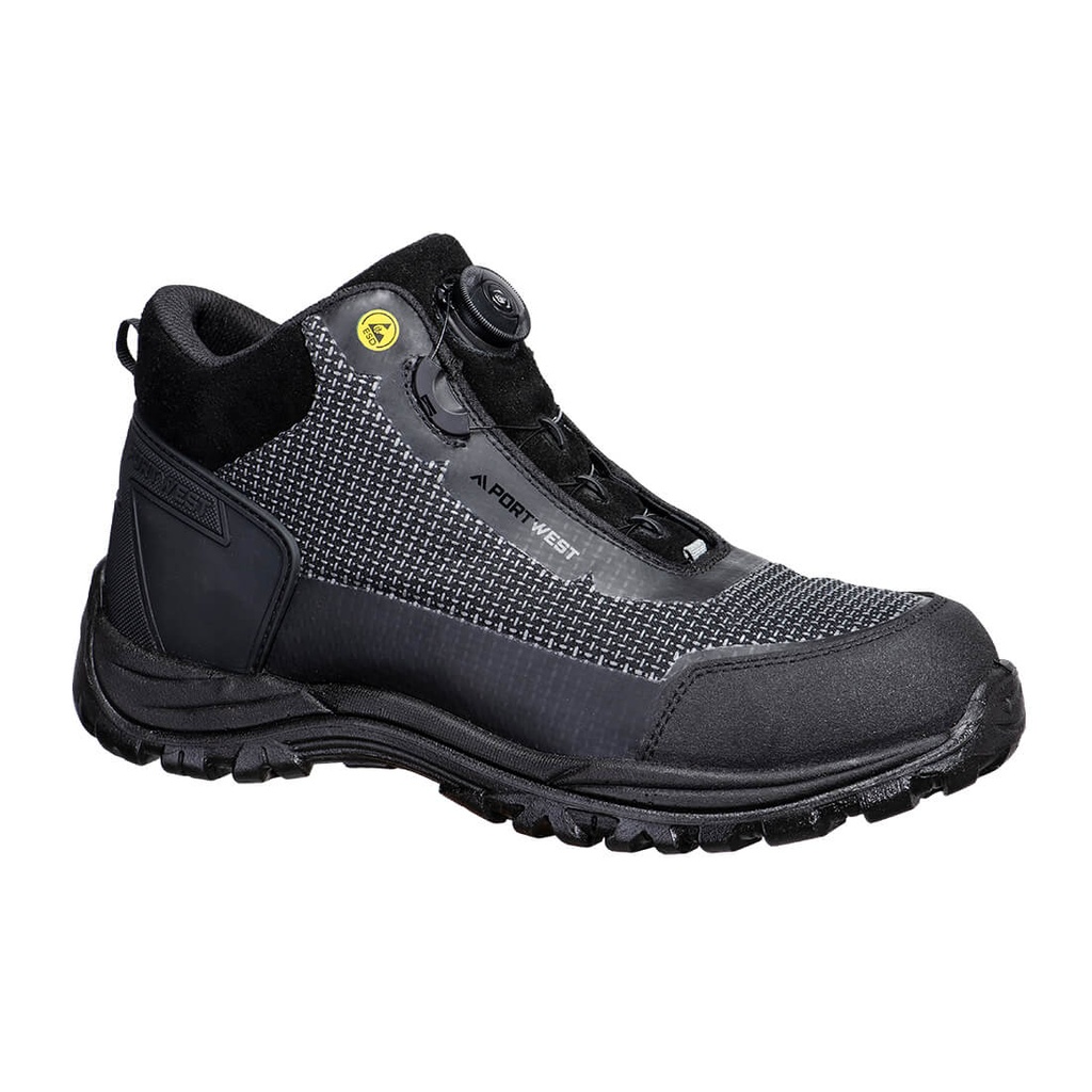 [FE04BGY37] Composite Textile Mid Boot S3S ESD SR FO (37, Black/Grey)