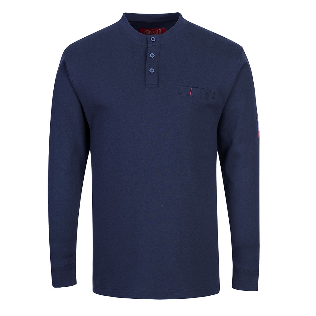 [FR32NARS] Bizflame Knit FR Long Sleeve Henley (S, Navy)