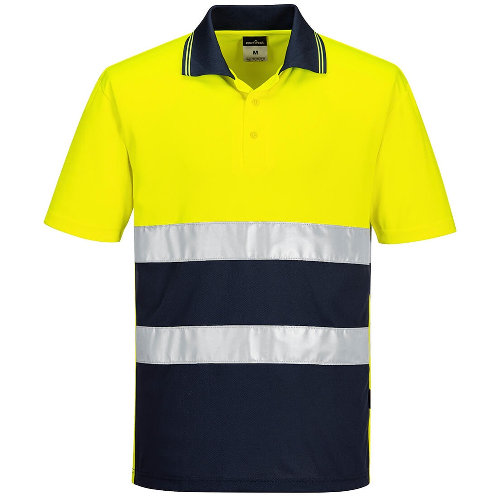 [S175YNRS] Hi-Vis Lightweight Contrast Polo Shirt S/S (S, Yellow/Navy)