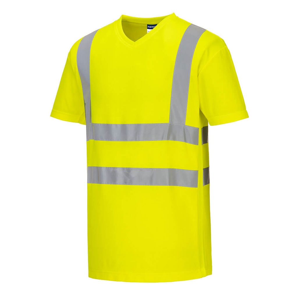 [S179YERS] Hi-Vis Cotton Comfort Mesh Insert T-Shirt S/S (S, Yellow)