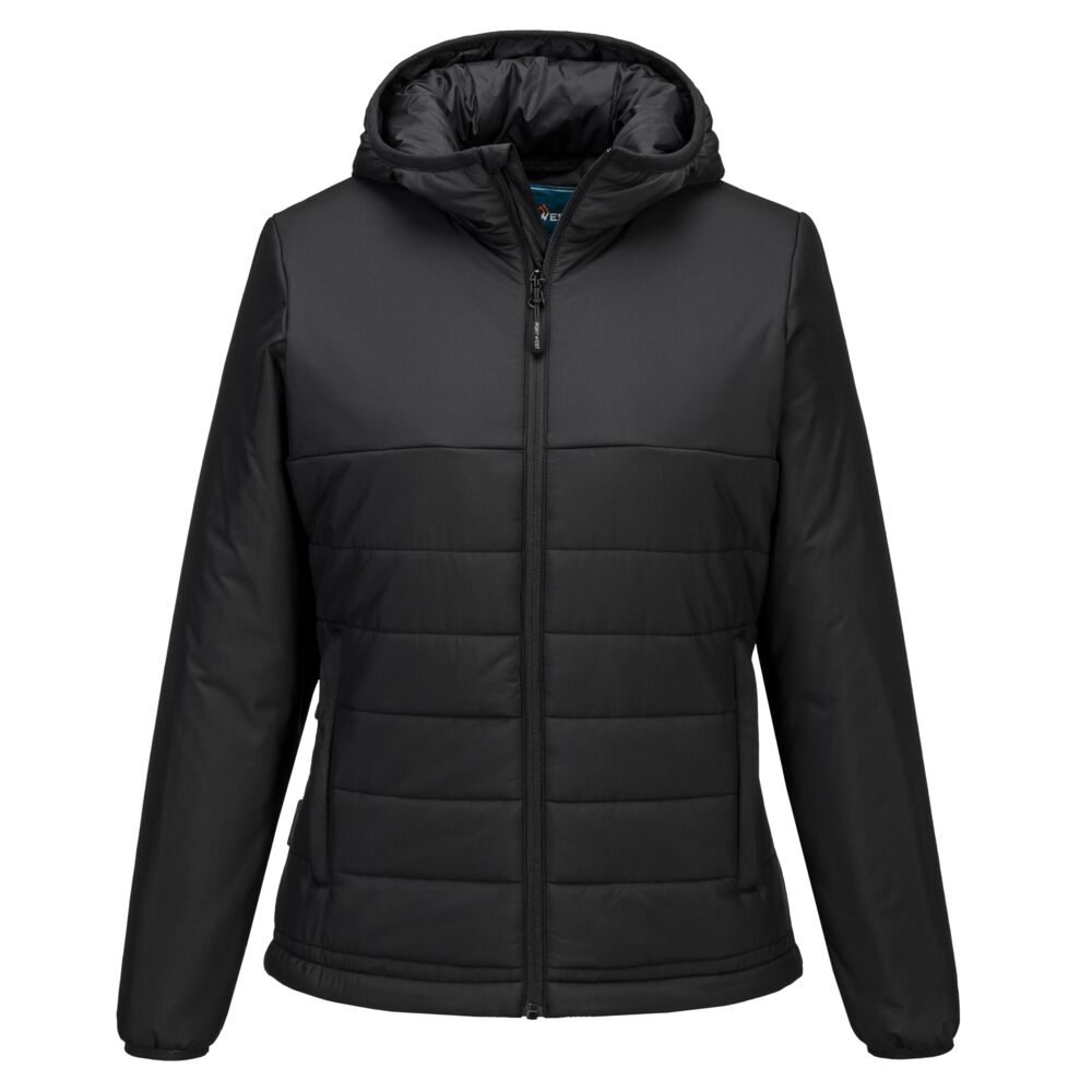 [S613BKRXS] Professional Women's Hooded Insulated Baffle Jacket (XS, Black)