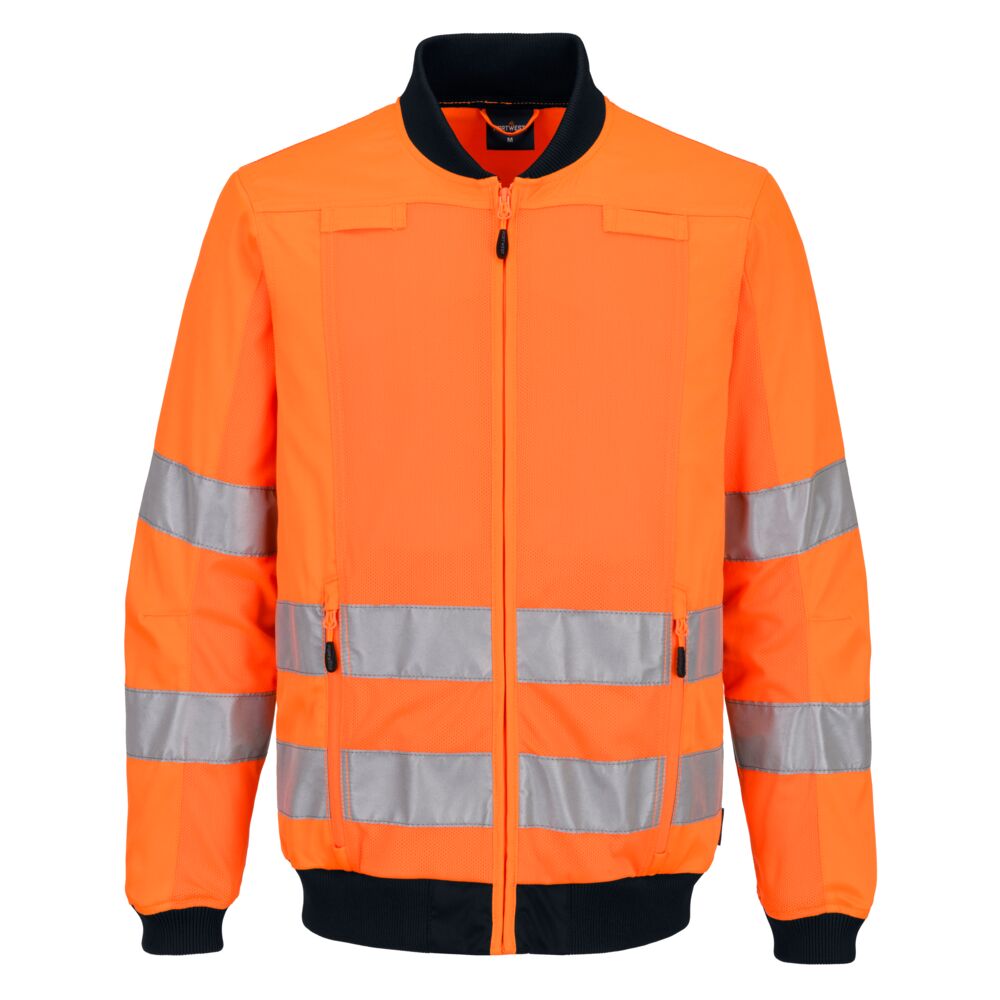 [T164ONRS] Hi-Vis Mesh Panel Work Jacket (S, Orange/Navy)