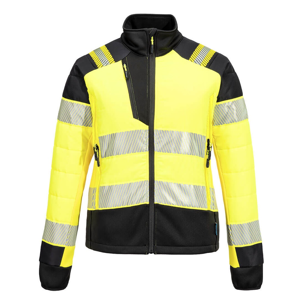 [T171YBRXS] PW3 Hi-Vis Women's Hybrid Baffle Jacket (XS, Yellow/Black)