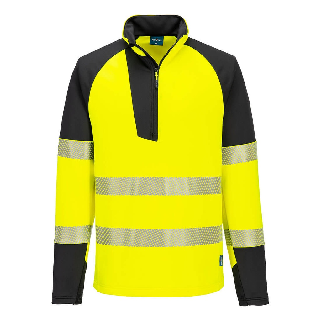 [T172YBRS] PW3 Hi-Vis 1/4 Zip Sweatshirt (S, Yellow/Black)