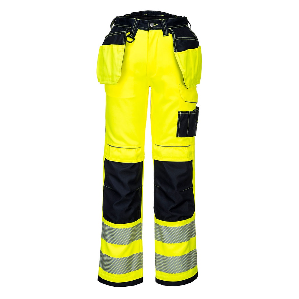 [T501YBR28] PW3 Hi-Vis Holster Pocket Work Trousers (28, Yellow/Black)