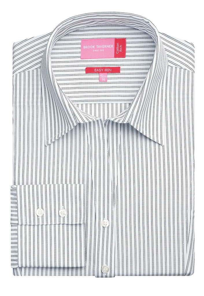 [2215CBlueWhiteStripe06R] Brook Taverner Perano Blouse (6 Regular, Blue/White Stripe)