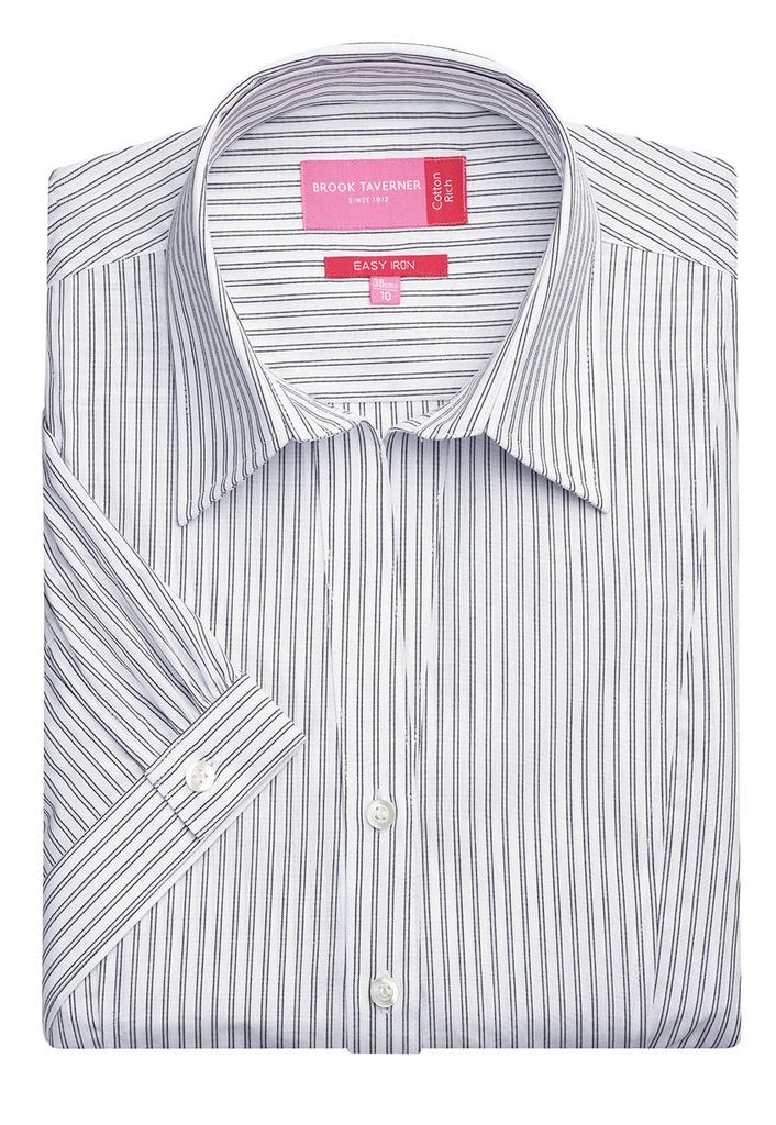 [2217CBlueWhiteStripe06R] Brook Taverner Pescara Blouse (6 Regular, Blue/White Stripe)