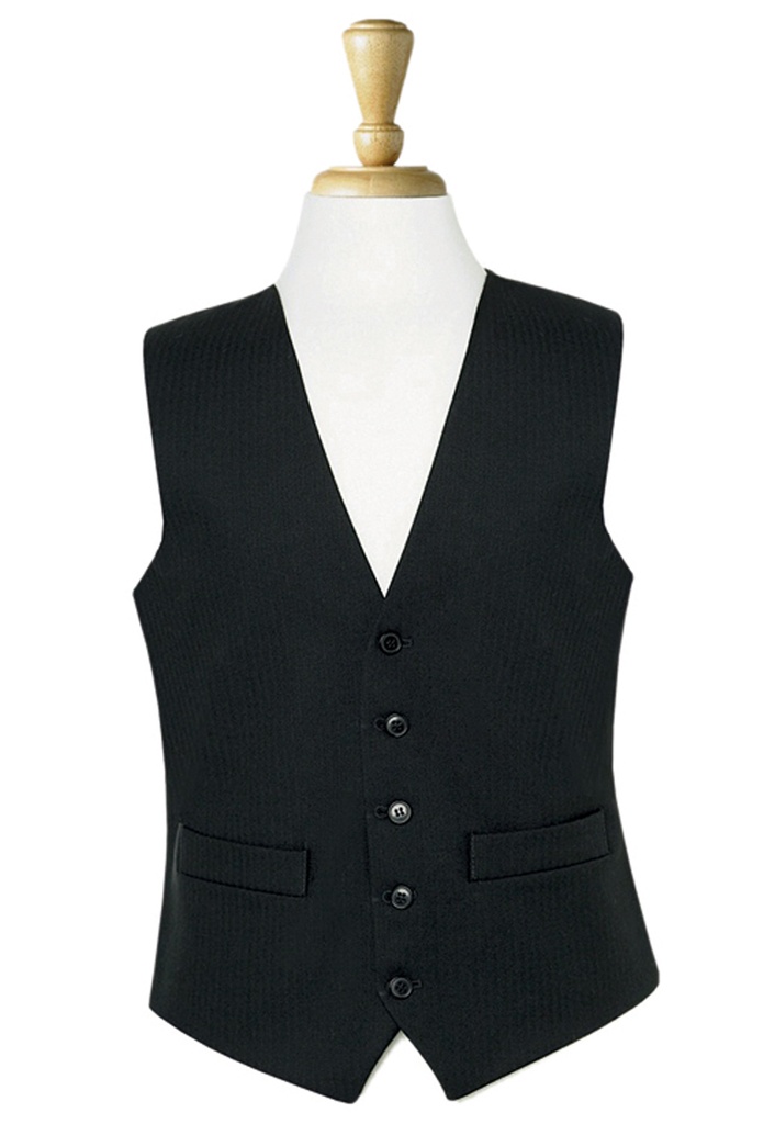 [1701ABlackhb36R] Brook Taverner Black Herringbone Waistcoat (36 Regular)