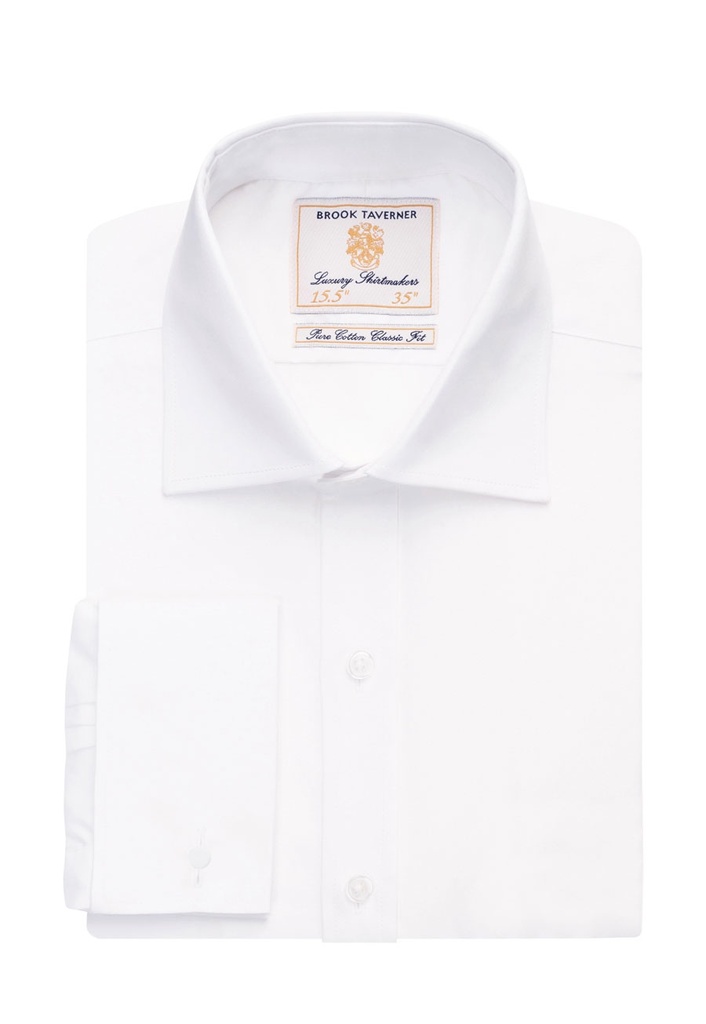 [7642AWhitePoplin145] Brook Taverner Chester Shirt (145, White Poplin)