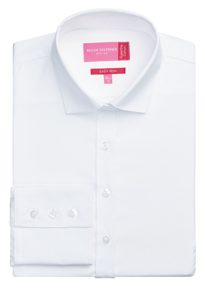 [2244AWhitePoplin06R] Brook Taverner Treviso Blouse (6 Regular, White Poplin)