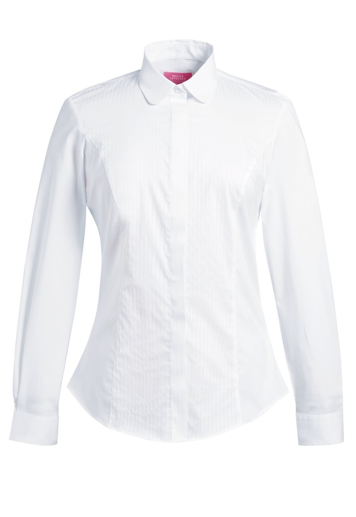 [2251AWhitewithfrontpaneldesign06R] Brook Taverner Franca Blouse (6 Regular)