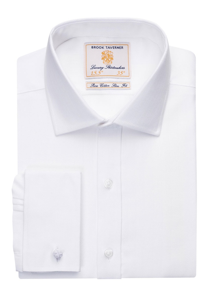 [7720AWhiteHB145] Brook Taverner Prato Shirt (145, White H/B)