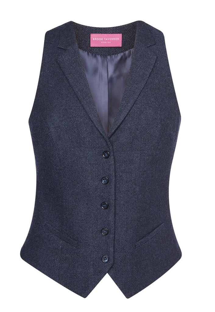 [2310BNavyCheck2XL] Brook Taverner Nashville Tweed Waistcoat (2XL, Navy Check)