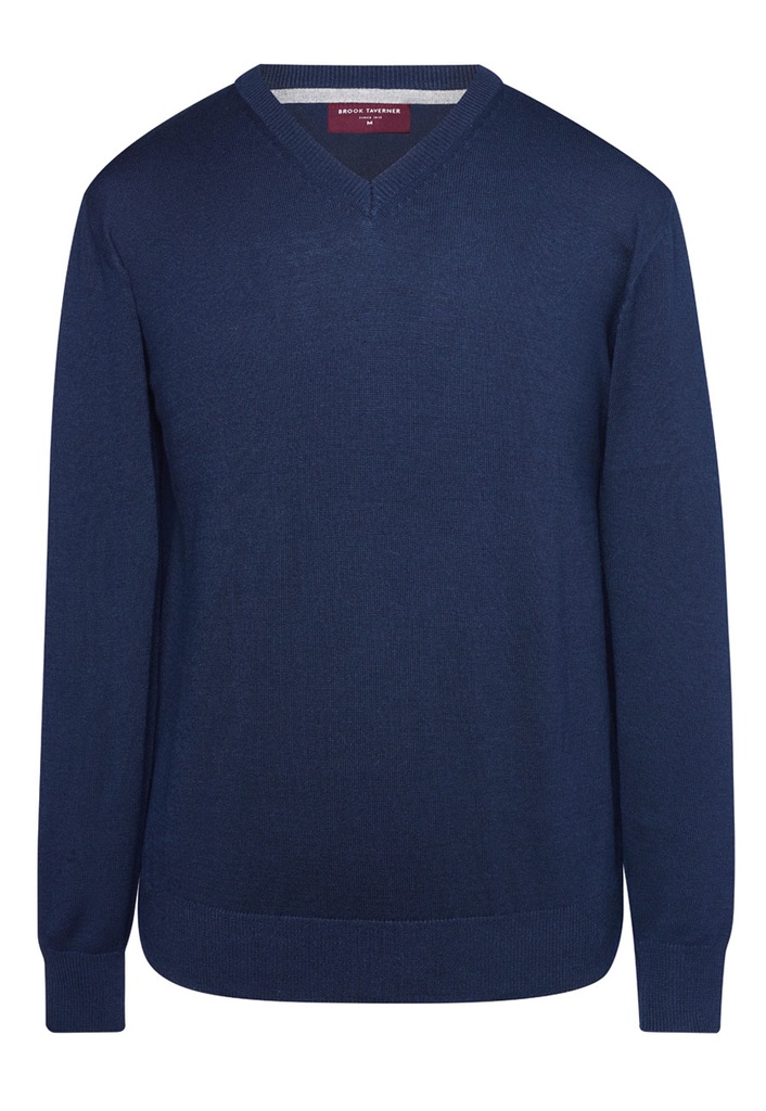[7818DBlack3XL] Brook Taverner Boston V-neck Jumper (3XL, Black)