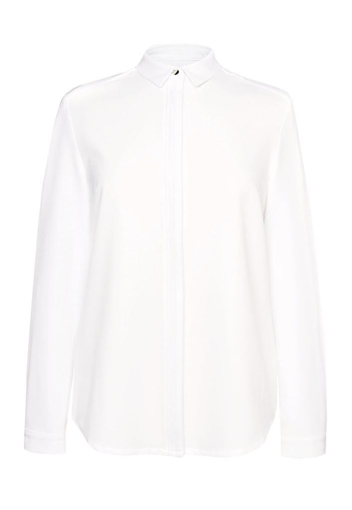 [2300AWhite06R] Brook Taverner Capri crepe de chine Blouse (6 Regular)