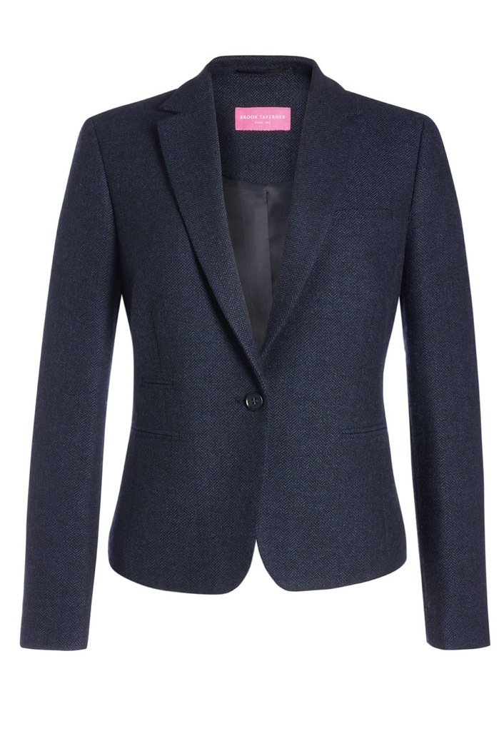 [2344ANavyHB06R] Brook Taverner Montreal Tweed Jacket (6 Regular, Navy H/B)