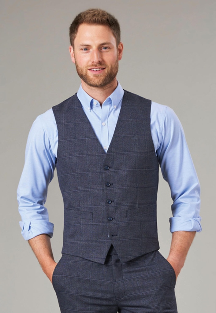 [1726ANavyCheck2XL] Brook Taverner Emilio Waistcoat (2XL, Navy Check)