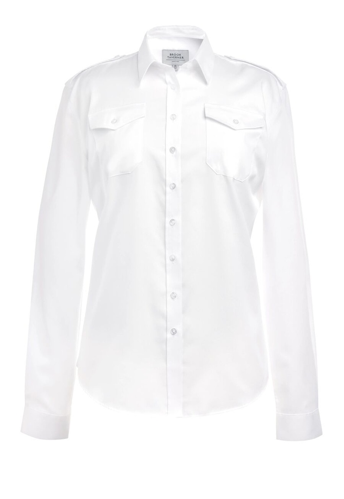 [2426AWhite06R] Brook Taverner Messina Pilot Shirt (6 Regular)