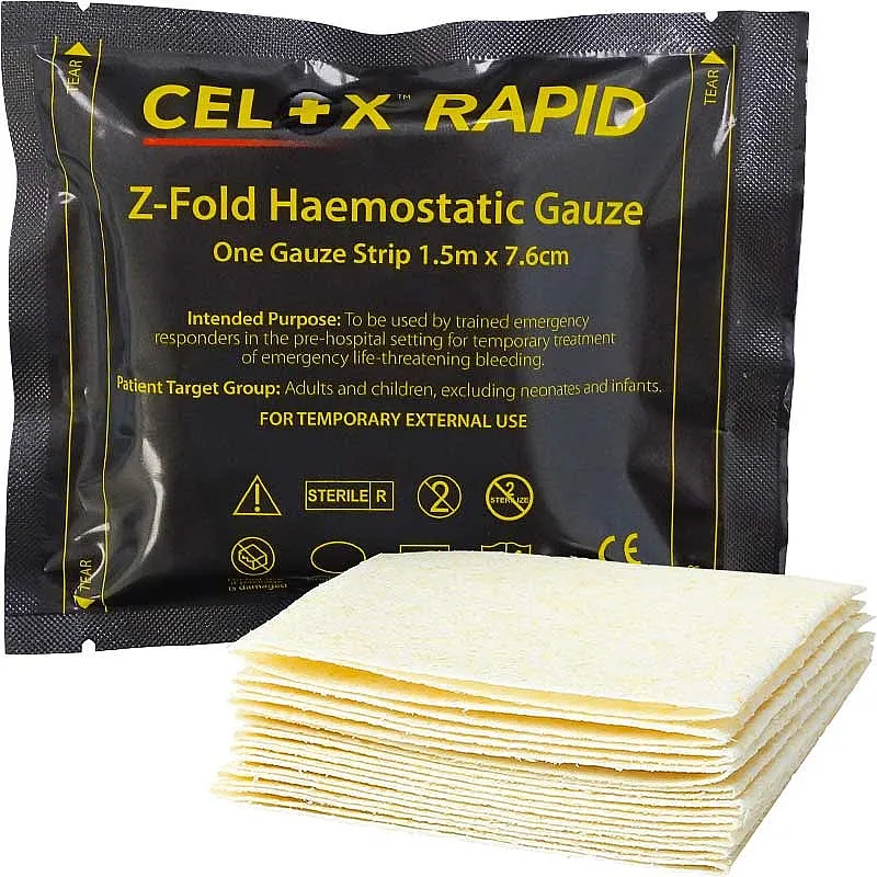 [M7164] Celox Rapid Haemostatic Gauze Single, Z-Fold, 5ft