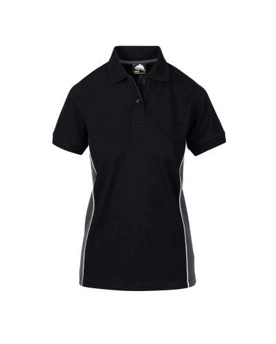 [ORN1186.BKGR.6] Ladies Silverswift Poloshirt (6, Black/Graphite Grey)