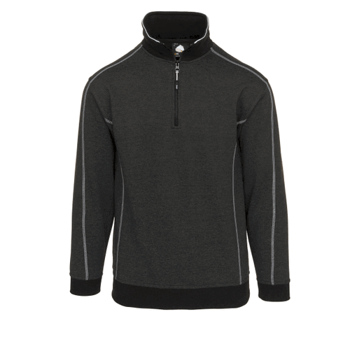 [ORN1240.MEBK.XS] Crane Quarter Zip Sweatshirt (XS, Charcoal Melange/Black)