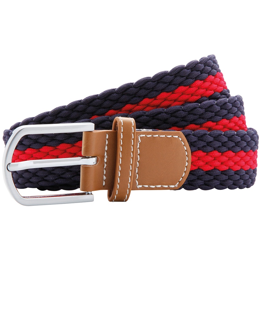 [AQ901NYRD] Asquith & Fox Two-colour stripe braid stretch belt (Navy/Red)