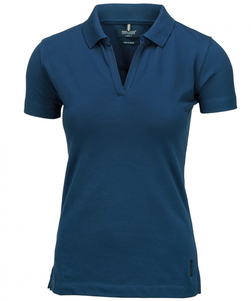 [NB52FINBLS] Nimbus Women’s Harvard v-neck – stretch deluxe polo (S, Indigo Blue)