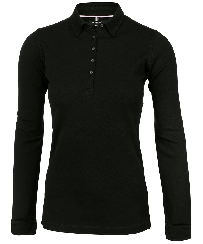 [NB71FBLACS] Nimbus Women’s Carlington – deluxe long sleeve polo (S, Black)